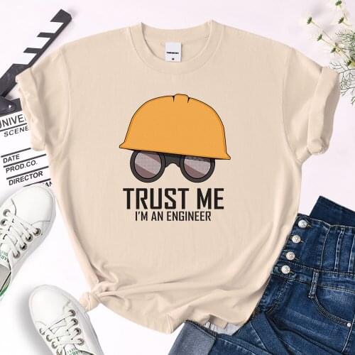 Tee Shirt Women Trust Me! I’M An Engineer Cartoon Funny Print Tees Women Oversize Cozy O-Neck Tops Cute Loose Slim Lady T Shirt