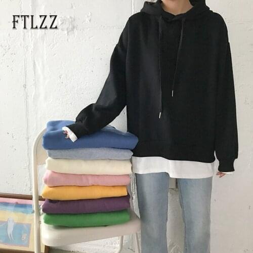 Women Hoodies Autumn Winter Ulzzang Harajuku Long Sleeve Loose Hooded Sweatshirt Female Tops Korean Cute Girls Clothes
