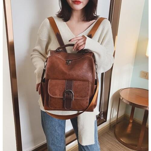 Women Fashion Travel Backpacks School Bag Ladies Pu Leather Shoudler Bags for Women Large Multifunction Travel Bagpack