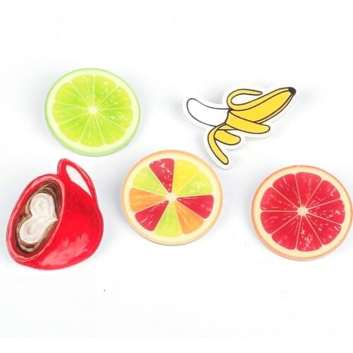 1pc Korean Ulzzang Lovely Cartoon Decorating Brooch Lemon Pizza Banana Cola Coffe Acrylic Badges Pins For Clothing Backpack