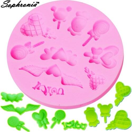Sophronia Lollipop Love Wing Shaped 1pcs UV Resin Jewelry Silicone Mold Expoxy Mold Jewelry Making DIY Craft ClayM019