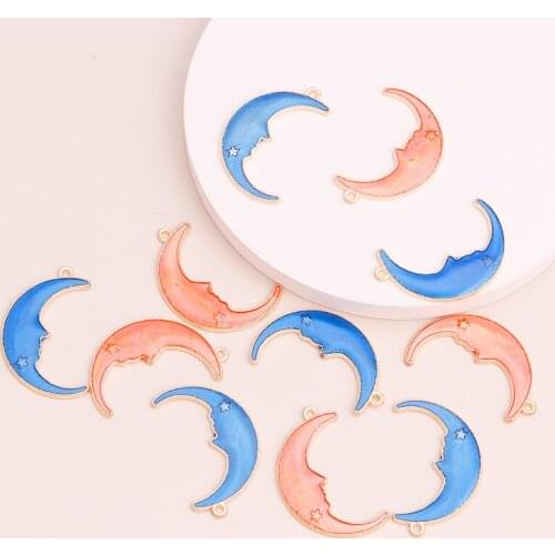 10pcs 10x30mm Enamel Stars Moon Charms for Jewelry Making and Crafting Necklaces Earrings Handmade Finding Jewelry Accessories