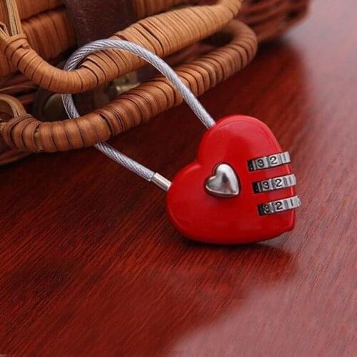 200pcs Lovely Heart Shape Resettable Combination Padlock Metal Luggage Suitcase Bag Diary 3 Digits Lock Cabinet Safe
