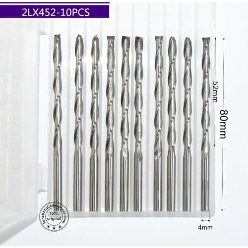4mm*52mm,10pcs,Free shipping 2 Flutes End Mill,CNC machine milling Cutter,Solid carbide woodworking tool,PVC,MDF,Acrylic,wood