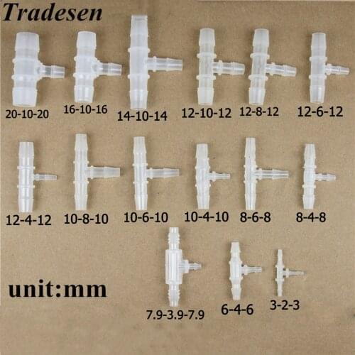 5Pcs12 14mm To 4-10mm PP Reducing Tee Pagoda Connectors Aquarium Air Pump Aerator Adapter Garden Irrigation Hose Joints