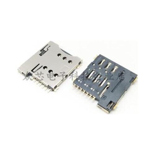 50pcs 7P MICRO SIM Card Connectors 7Pins Micro sim Sockets Holder 1.35H Self Push With Switch
