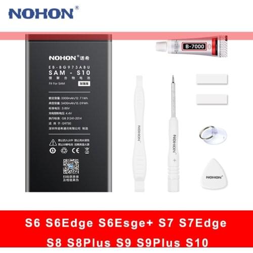 NOHON Battery For Samsung Galaxy S10 S9 S8 Plus S7 S6 Edge G973F G965F G960F G955F G950F G935F G930F G928F G925F Phone Bateria