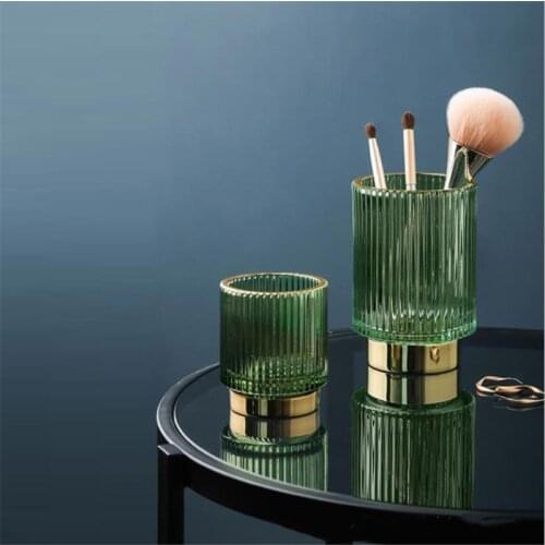 Bathroom Accessories Cup Glass Makeup Brushes Table Decoration Storage Pen Organizer