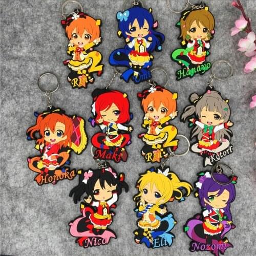 9pcs/lot Anime Lovelive PVC Keychain keyring Figure love live Pendant toys gift