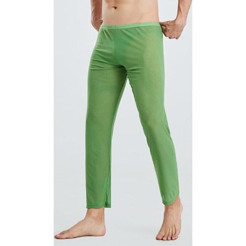 6 Color Mesh Men Pants Loose Transparent Sexy Casual Trousers Men Breathable See Through Fashion Long Pants S M L XL