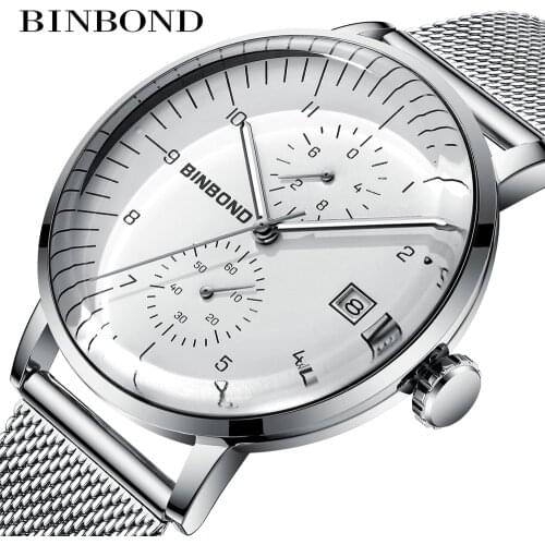 Binbond 360 Business Men Watches 2020 Luxury Top Brand Leather 30 Meters Waterproof Sport Quartz Men Watch