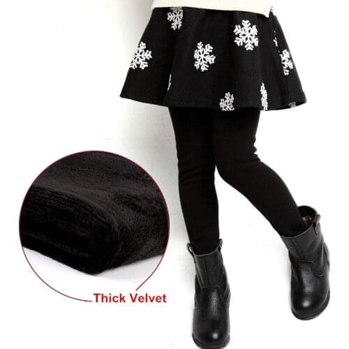 2019 New Winter Children Clothing Kids Girls Clothes Thick Velvet Leggings Culottes Tutu Skirt Pants Cotton Pantskirt 6 Colors
