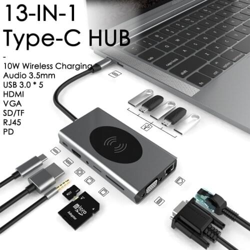 Multifunctional 10 in 1 Type-C Universal Docking Station Stand Video Display USB 3.0 HD Adapter Splitter Hub For Macbook Pro