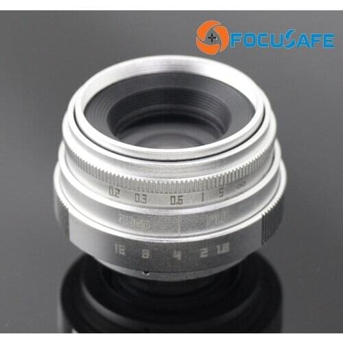 Focusafe 25mm C Mount Mirrorless Camera Lens APS-C Camera Lens Micro Ring C-CS adaper C-FX Silver for Fujifilm Mirrorless Camera