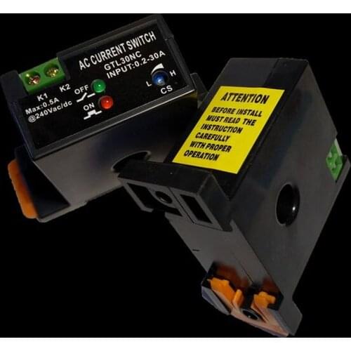Guideway Adjustable Current Induction Switch ~240V 0.2-30A Current Inductor Detects Current Transformer NO NC CT