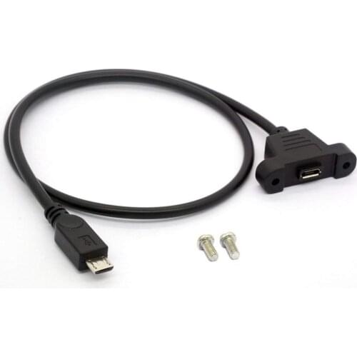 Micro-usb port male to female lock connector micro usb panel mount extension cable micro usb with screw mount cord cables