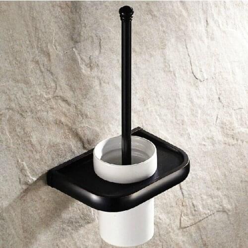 Ceramic Cup Bathroom Hardware Accessories Wall Mounted Black Oil Rubbed Brass Toilet Brush Holder Dba196