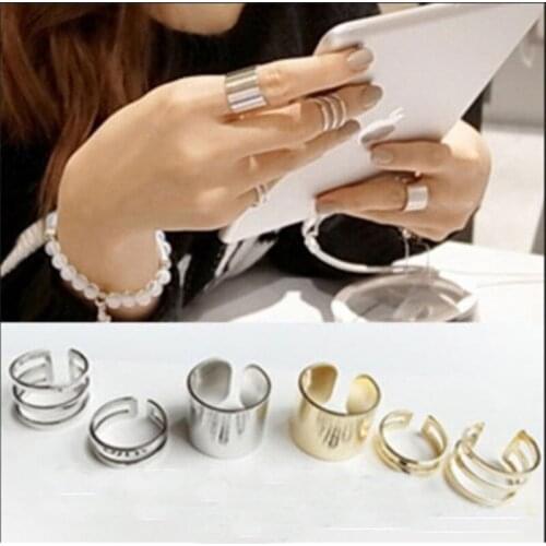 KUNIU NEW FASHION 3Pcs/Set ring Sliver New Gold Silver Plated Shiny Fashion Band Midi Finger Knuckle Stack Rings