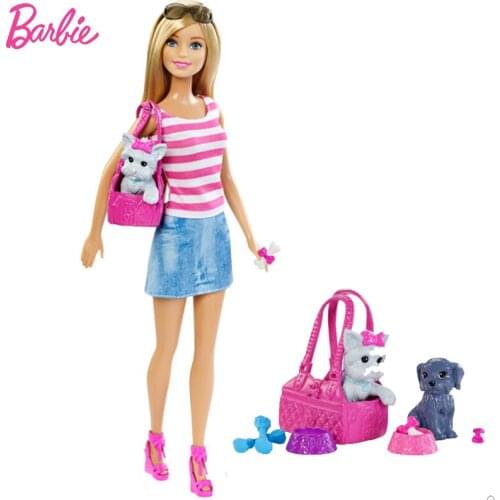 Original Barbie Doll Pets Set Cute Dog Kids Toy Accessories Dress Up Fashion Dolls for Girls Play House Birthday Gift Brinquedos