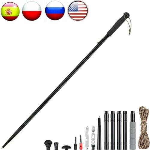 Multifunction Trekking Poles Ultralight Survival Hiking Stick Poles 6063 Alloy Multi Folding Walking Pole Stick Outdoor Gear