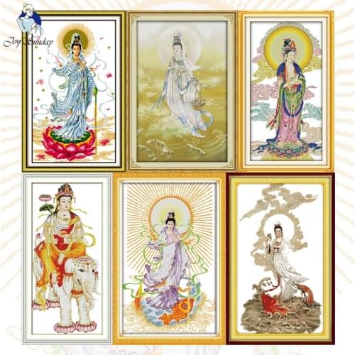 NKF Guanyin Stamped Cross Stitch Religions Embroidery Kits 11CT 14CT DIY Kits Chinese Cross Stitch Painting for Home Decor