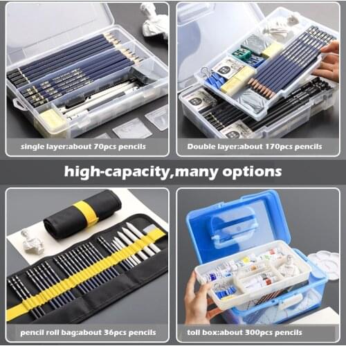 Pencil Box,Sketch Pencil Case,Paint tool,Double Layer Set And Small Box