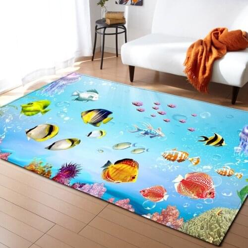 Undersea Coral Fish Carpet Bedroom Dining Room Floor Mat Door Mat Bathroom Non-slip Mat Toilet Absorbent Non-slip Mat Custom