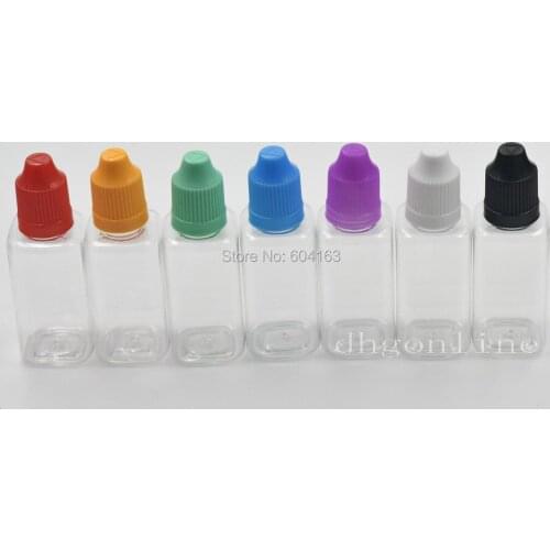 20 Pcs 10ml 30ml Empty Bottles LDPE Dropper Childproof Cap Squeezable e-juice Square