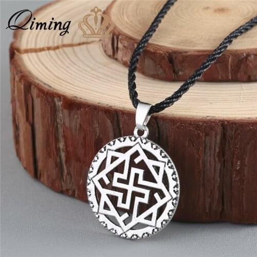 QIMING Valkyrie Slavic Necklace Cletic Pendant Women Viking Odin Thor Runes Warrior Nord Talismans Viking Necklace Men Jewelry