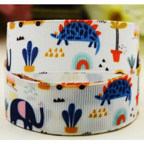 22mm 25mm 38mm 75mm Elephant Cartoon pattern printed Grosgrain Ribbon party decoration 10 Yards X-04070