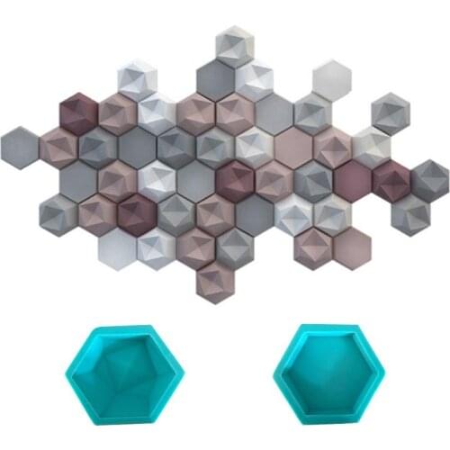 Hexagon Geometric Wall Concrete Wall Molds TV Background DecorWall Brick Molds Silicone Forms For Wall Stone Tile Silicone Mold
