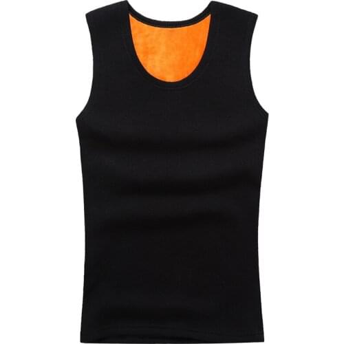 2019 Winter Mens Warm Sleeveless Under Shirts Solid Color Cotton Velvet Vest Plus Velvet Thickening Thermal Underwear Vest Top