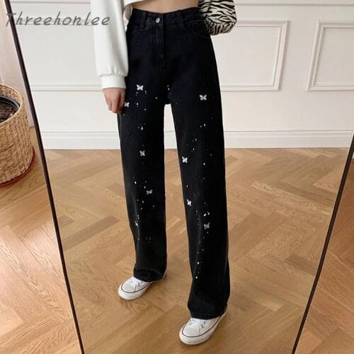Threehonlee Women's Jeans With Embroidery