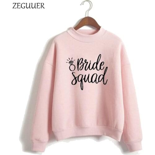 Bride Squad Bachelorette Party Bridesmaid Hoodies Harajuku Kawaii Sweatshirt Pink Fashion Hipster Hoodies Women Clothes