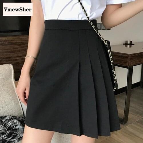 VmewSher New Irregular Women Skirt Mini Pleated Solid Female Short Skirts Summer Fashion Casual High Waist Harajuku Streetwear