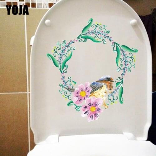 YOJA 18.9X21.5CM Watercolor Garland Bird Creative Home Wall Sticker Room Decoration Toilet Decals T1-2278