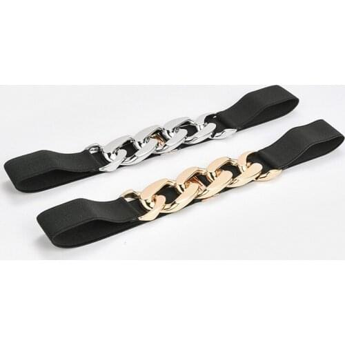 YonbaoDY Women Girdle Elastic waistband for dress Golden chain silver chain decorative belt 6cm width