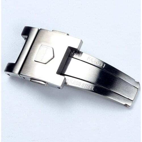 Watch Strap Clasp For TAG Leather Watch Bands Clasp Buckles HEUER Silvery Metal Deployment Clasp Bilateral Press Clasps