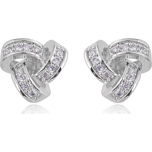 Braided zirconia stone Earrings For women Trendy OL Jewelry fashion cute girl Stud Earring Dropshipping