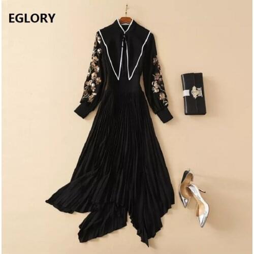 Top Quality New 2021 Spring Long Party Womens Dress Golden Sequined Embroidery Deco Long Sleeve Sexy Asymmetrical Dress Maxi