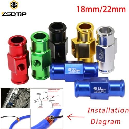 ZSDTRP Universal 18mm 22mm Motorcycle Water Temp Temperature Joint Pipe Hose Sensor Gauge Adapter Temperature Sensor Adapter