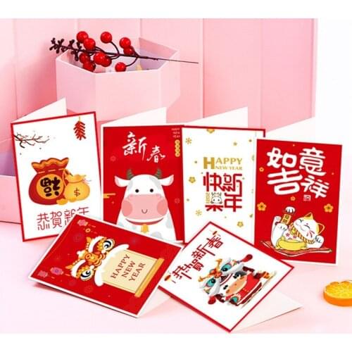1pcs Happy New Year 2021 Greeting Card Label Tree Ornament Decorations For Friends And Relatives Spring Festival Cards Gift