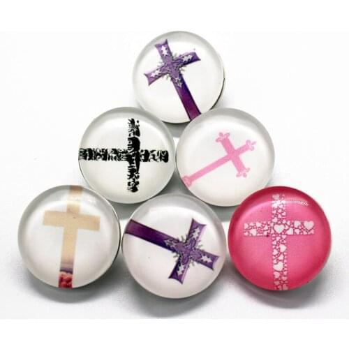 New Arrival 10pcs/lot cross Snap Buttons Charms 18mm Glass Buttons Fit DIY Snap Bracelets&Bangle Jewelry
