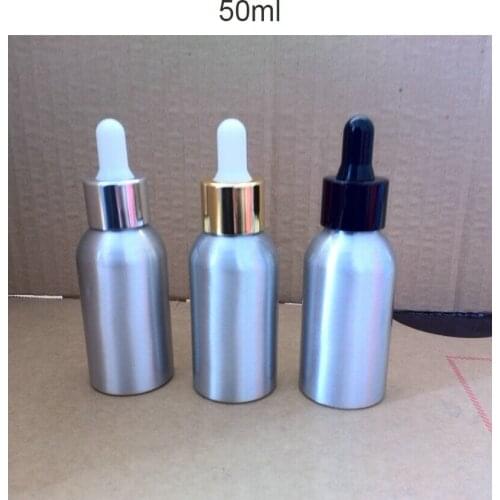 100pcs 50ml aluminum bottle dropper wholesale , 50 ml metal essential oils bottle , 50ml reusable aluminium bottles for sale