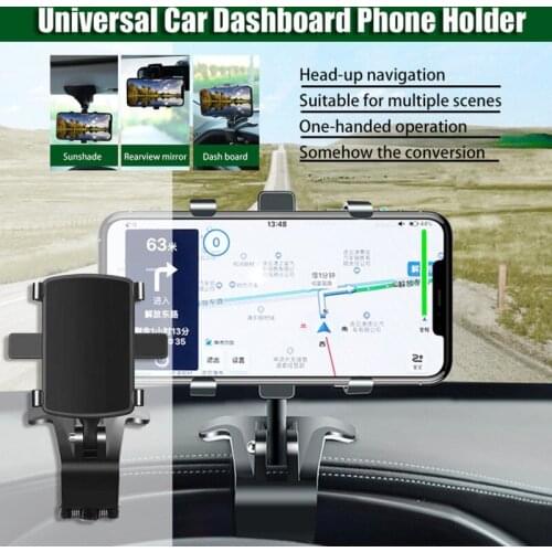 2020 Universal Car Phone Holder Dashboard Rear View Mirror Sunshade Baffle Phone Holder