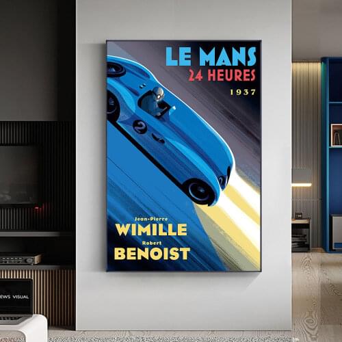 24 Hours Of Le Mans 1937 On Canvas Print Nordic Poster Wall Art Picture For Living Noom Home Decoration Frameless