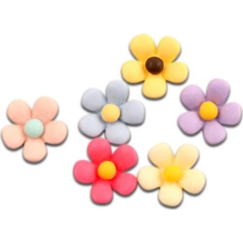50Pcs Mixed Five-Petalled Flower Resin Decoration Crafts Flatback Cabochon Embellishments For Scrapbooking Diy Accessories