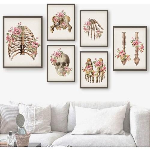 5D Diamond Painting Medical Floral Skeletal Bones Anatomy Mosaic Wall Art Diamond Embroidery Poster Home Decoration Gift