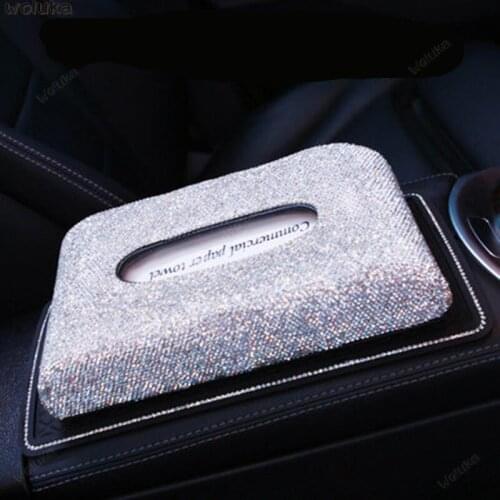 Diamond car tissue box crystal car tray car paper towel car decoration supplies CD50 Q04