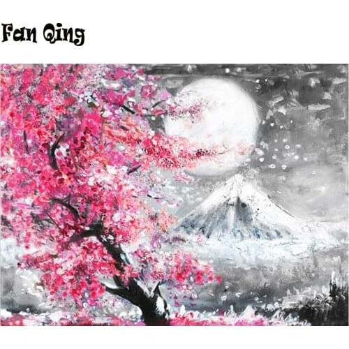 5D DIY Diamond Painting Mount Fuji cherry blossom Diamond Mosaic Cross stitch Square/round Rhinestone Home Decor Picture